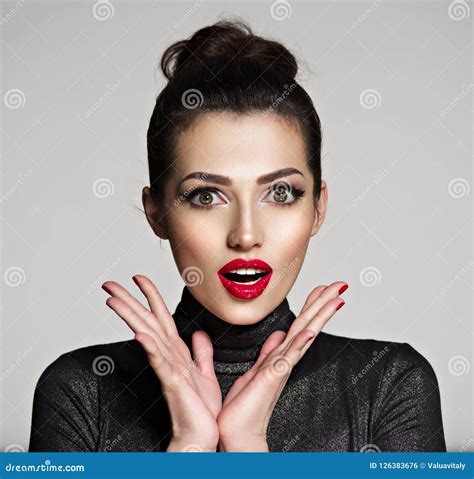 Young Woman with Wonder Face Expression. Stock Photo - Image of beauty, dress: 126383676