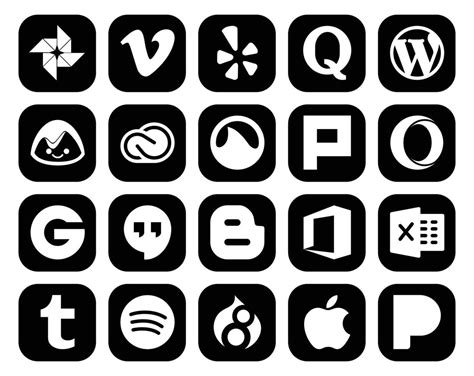 20 Social Media Icon Pack Including Blogger Groupon Basecamp Opera