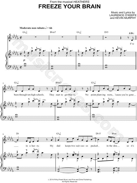 Freeze Your Brain From Heathers Musical Sheet Music In Db Major