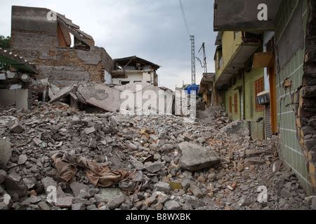 Was destroyed by the earthquake city of Muzaffarabad Stock Photo - Alamy