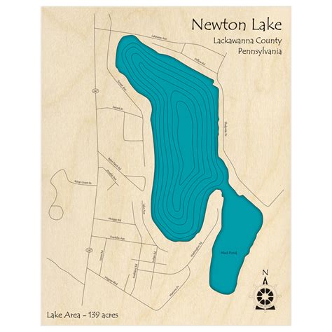 Newton Lake 3D Custom Wood Map – Lake Art LLC