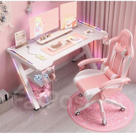 Компьютерный стол розовый с RGB подсветкой 140*60*75 (ПОД Заказ ...