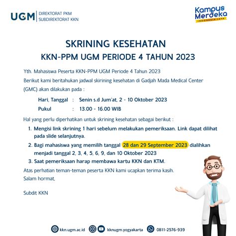 Skrining Dan Tes Kesehatan Kkn Ppm Periode Tahun Kkn Ugm Ac Id