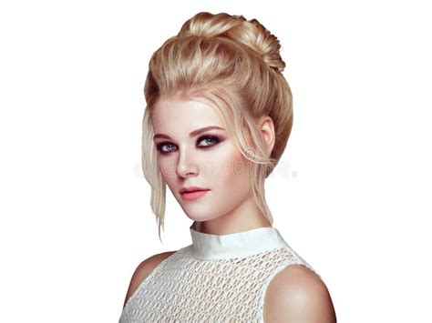 Blonde Girl With Elegant And Shiny Hairstyle Stock Photo Image Of Elegant Eyes 304244110