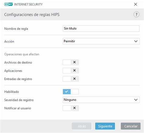 Configuración de reglas HIPS ESET Internet Security Ayuda en línea