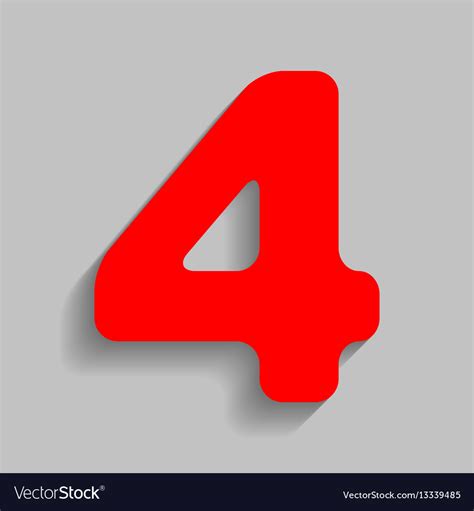 Number 4 Sign Design Template Element Red Vector Image