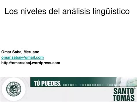 Ppt Los Niveles Del An Lisis Ling Stico Powerpoint Presentation