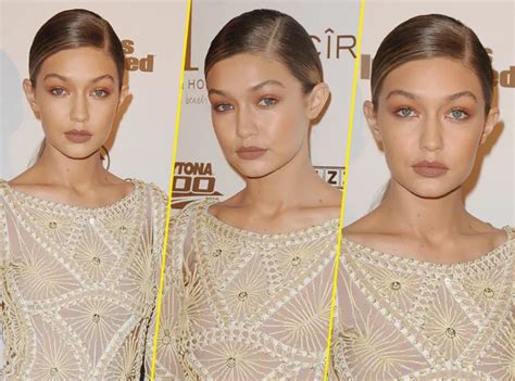 Gigi Hadid make up nude et cheveux plaqués pour un beauty look impeccable Public fr