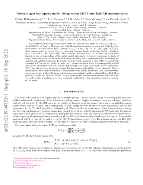 Pdf Vector Singlet Leptoquark Model Facing Recent Lhcb And Babar