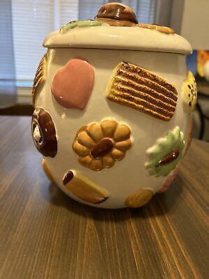 Napco Cookie Jar Cookies All Over Walnut Lid Large Size 1950 S 2285 EBay