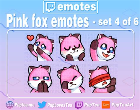 Pink Fox Emotes For You To Use As Twitch Youtube And Or Discord