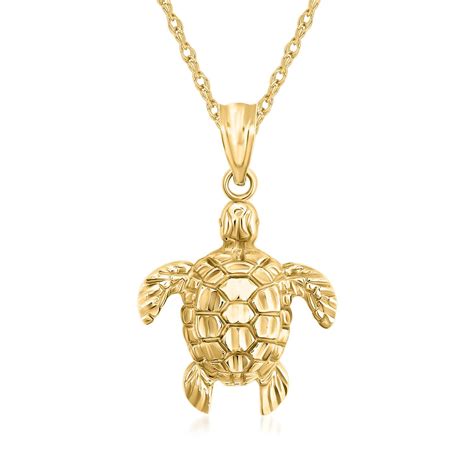 Kt Yellow Gold Turtle Pendant Necklace Turtle Pendant Necklace