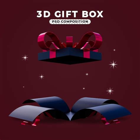 Premium PSD 3d Render Of Opened Surprise Gift Box