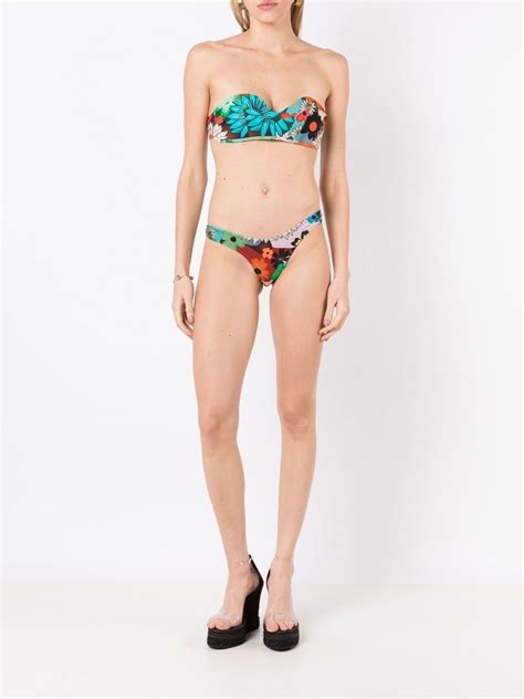 Amir Slama Floral Print Bandeau Bikini Farfetch