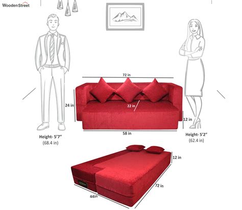 Buy Orthopedic Three Seater Chenille Fabric Sofa Cum Bed With Three