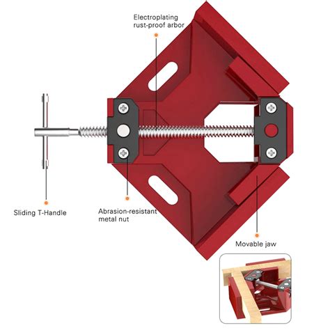 Right Angle Clamp Single Handle 90°corner Clamp Aluminum Alloy Right Angle Clip Clamp Tool