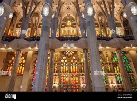 Interior Of La Sagrada Familia By Gaudi Barcelona Barcelona Province