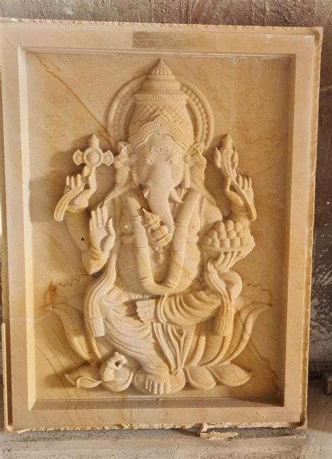 Polished Brown Ganesha Sandstone Mural For Home Decor At Rs 400 Sq Ft