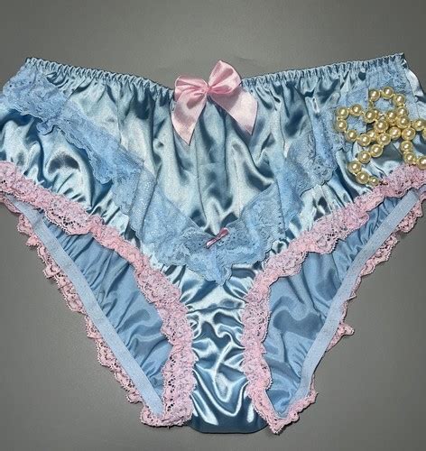 Glossy Smooth Baby Blue Nd Skin Satin Lace Bikini Brief Panties Bows L Nwt Ebay