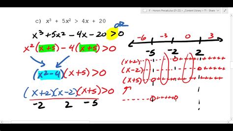 T115 Honors Precalculus Polynomial And Rational Inequalities Youtube