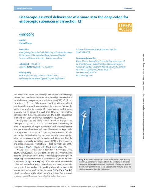 Pdf Endoscope Assisted Deliverance Of A Snare Into The Deep Colon For