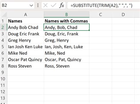 How To Add Commas Between Words In Excel With Example