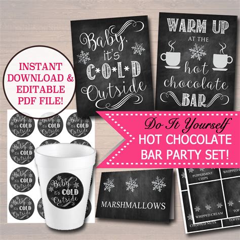Hot Chocolate Bar Party Kit Baby It S Cold Outside Sign Christmas