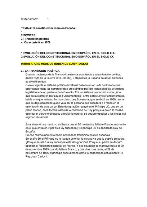 TEMA 5 Consti 1 Apuntes 5 TEMA 5 CONSTI 1 TEMA 5 El