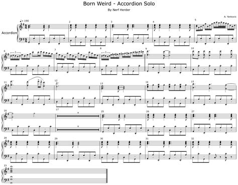 Born Weird Accordion Solo Sheet Music For Accordion