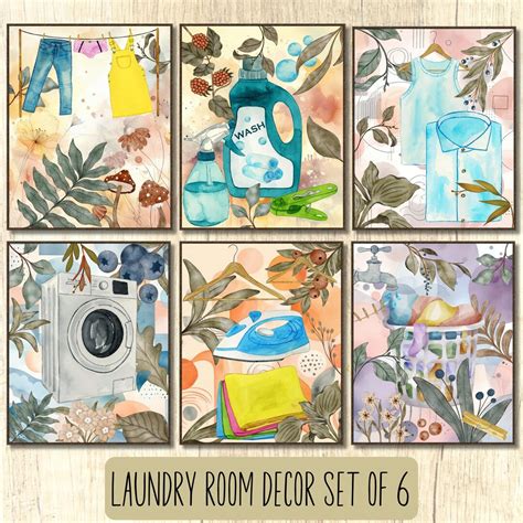 Laundry Room Decor Set, Laundry Room Wall Art, Set of 6 Laundry Room Gallery Wall Set, House ...