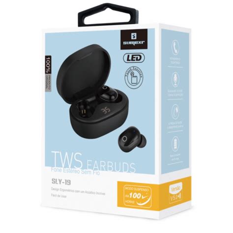 Fone De Ouvido Bluetooth TWS Earbuds Sumexr SLY 19 Preto Shopee Brasil