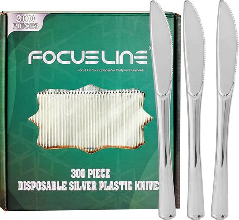 Amazon Focusline Pack Disposable Silver Plastic Knives Solid