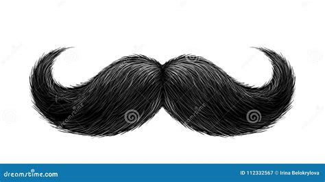 Black Mustache Father Day Symbol Moustache Man Whisker Isolated On