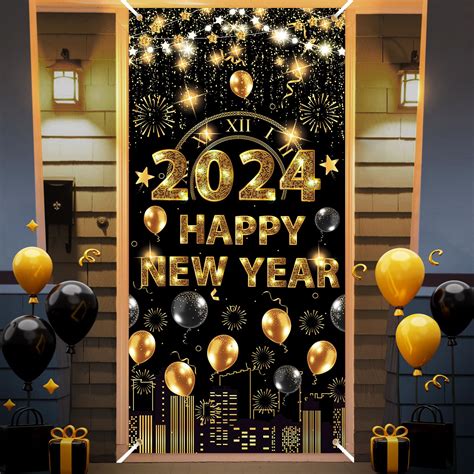 Buy Happy New Year Door Cover Black And Gold Happy New Year