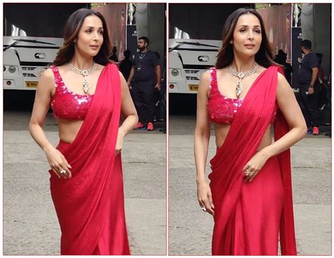 Malaika Arora Romantic Blast In Red Saree | cinejosh.com