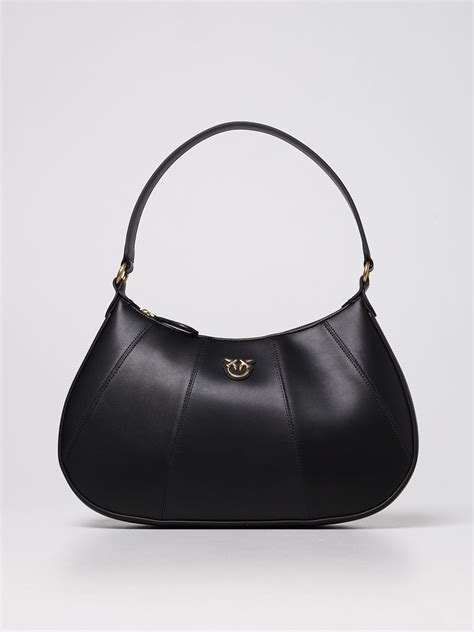 Pinko Love Classic Half Moon Simply Bag In Smooth Leather Black