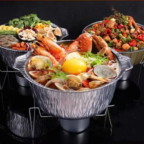 Wholesale Aluminum Foil Container Disposable Hot Pot With Lid Aluminum Foil Container And