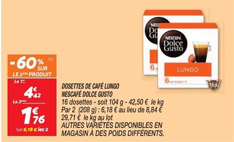 Promo DOSETTES DE CAFÉ LUNGO NESCAFÉ DOLCE GUSTO chez Netto