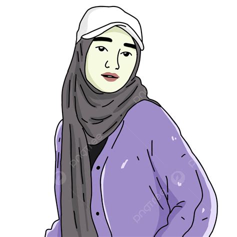 Gambar Gadis Hijab Dengan Ilustrasi Vektor Topi Vexel Vektor