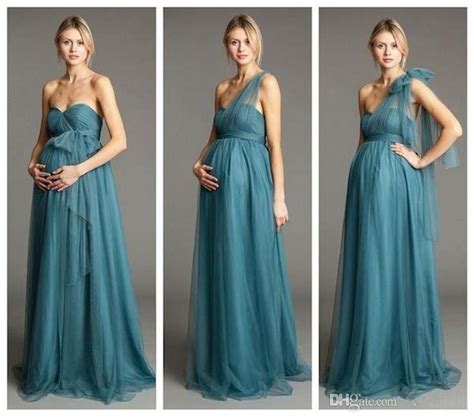 Dusty Blue Maternity Bridesmaids Dresses Convertible Empire Backless