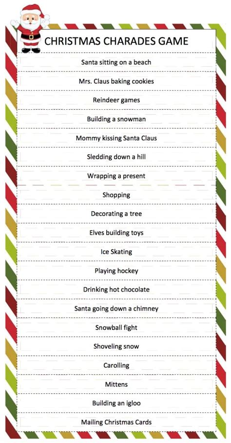 Christmas Charades Game Moms Munchkins Christmas Charades