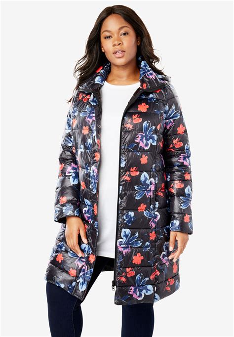 Long Packable Puffer Jacket Plus Size Outerwear Woman Within