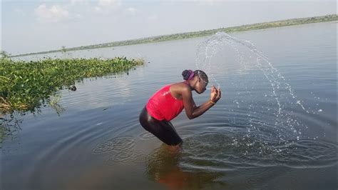 Bathing At The Village Riverafrican Village Girls Life Villagelife