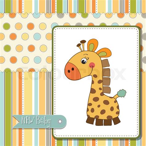 Willkommen Baby Karte Mit Giraffe Stock Vektor Colourbox