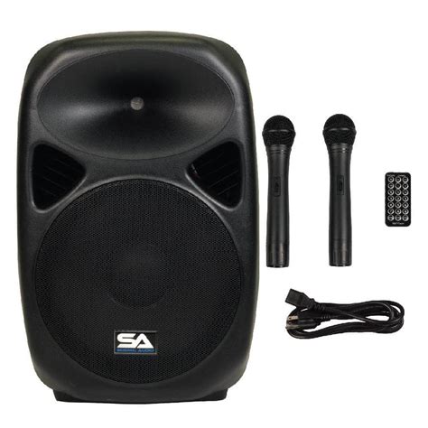 Pair of Powered 15 Inch PA Speakers | Rechargeable with 2 Mics, Remote ...