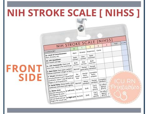 Nih Stroke Scale Nihss Printable Pdf Download Etsy