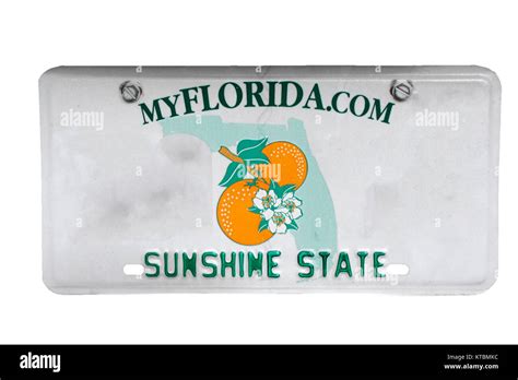 florida auto plate license empty blank white background Stock Photo - Alamy