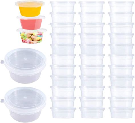 Round Plastic Containers Lids With Lids Sauce Pots Perfect For Food