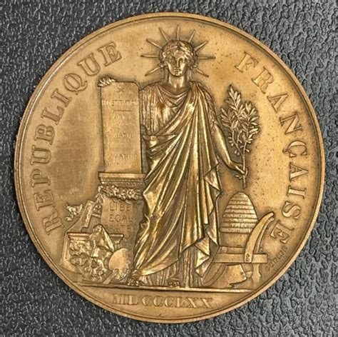 FRANCE MÉDAILLE RÉPUBLIQUE française 1870 graveur Oudiné EUR 25 00