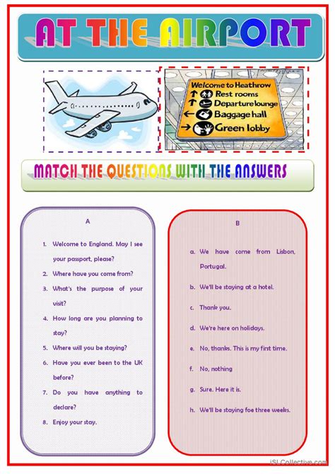 AT THE AIRPORT English ESL Worksheets Pdf Doc